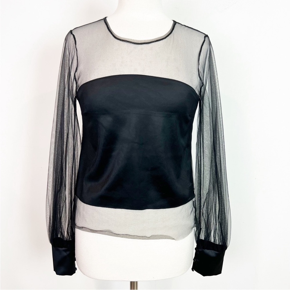 ZARA BLACK BODICE SHEER MESH SLEEVE NECKLINE LONG SLEEVES SEXY PARTY SMALL